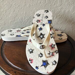 Coach: Abigail (A01821) Star Sandals/Flip Flops- Silver Tone- 7-8